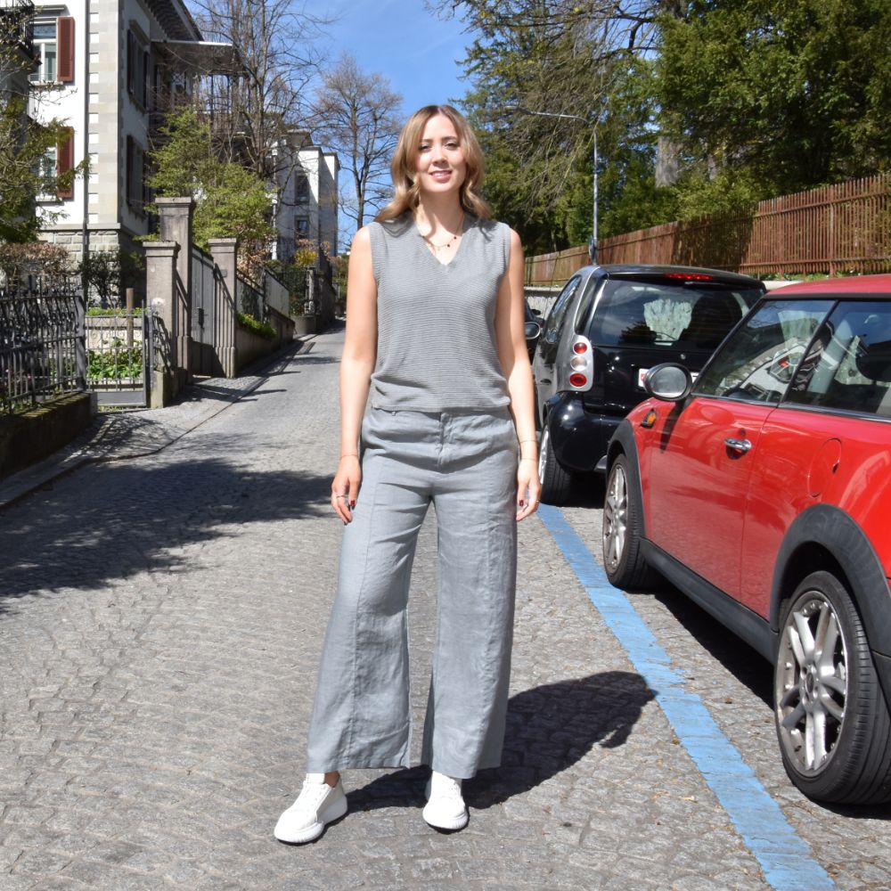 CROSSLEY Linen Pants ALLEMIS - dark pearl