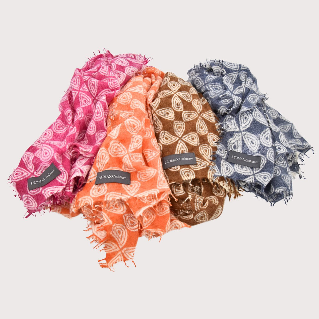 Leomax Cashmere Schals in Pink, Orange, Braun und Blau mit Paisley-Muster – edle Kaschmir-Accessoires für Damen und Herren