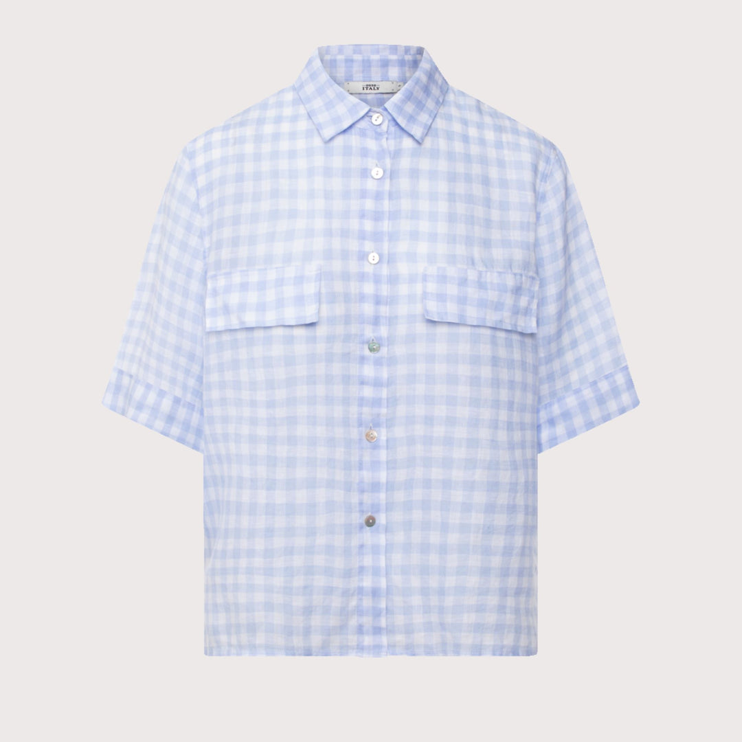 0039 ITALY Bluse Bea - blau-weiss kariert COMING SOON