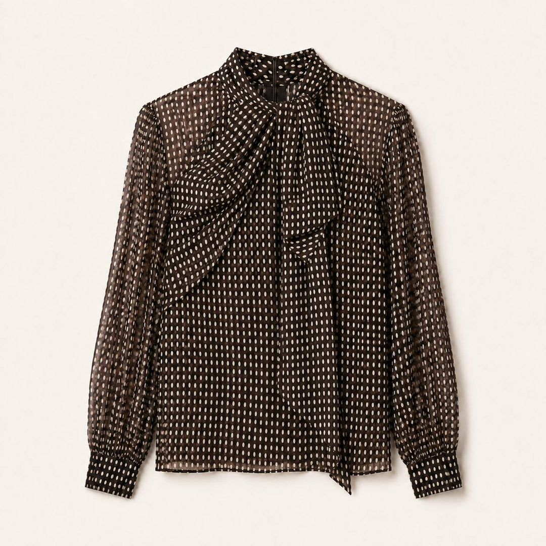 0039 ITALY Bluse Dorothea - brown dots