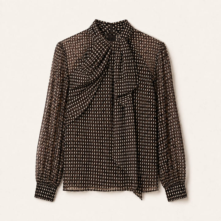 0039 ITALY Bluse Dorothea - brown dots