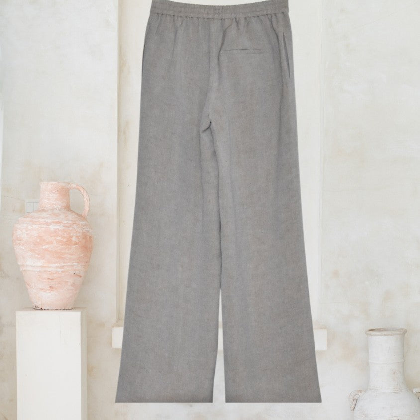 ADELE Pants Peter beige Damenhose mit weitem Bein Rückansicht