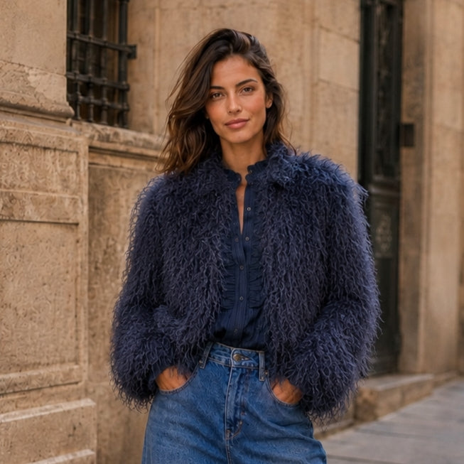 APPARIS - GINETTE Mongolian Jacket steel blue