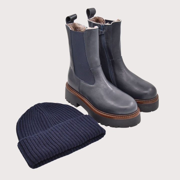 Dianetti Lammfell Chelsea Boots, Artikel-Nr. 1632 in Tudor blu - NoAna FASHION BEAUTY STYLING