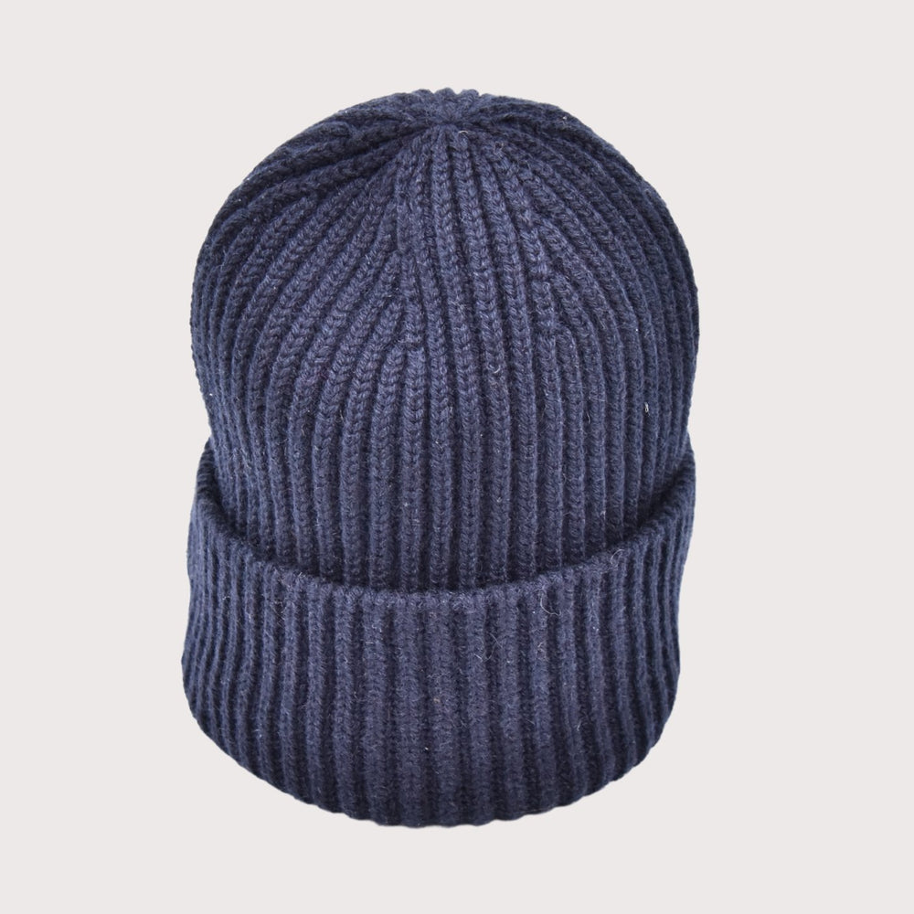 Cashimar Mütze BARI WS in Dunkelblau aus 100 % Cashmere, Unisex Modell in Rippenstrick von Cashimar