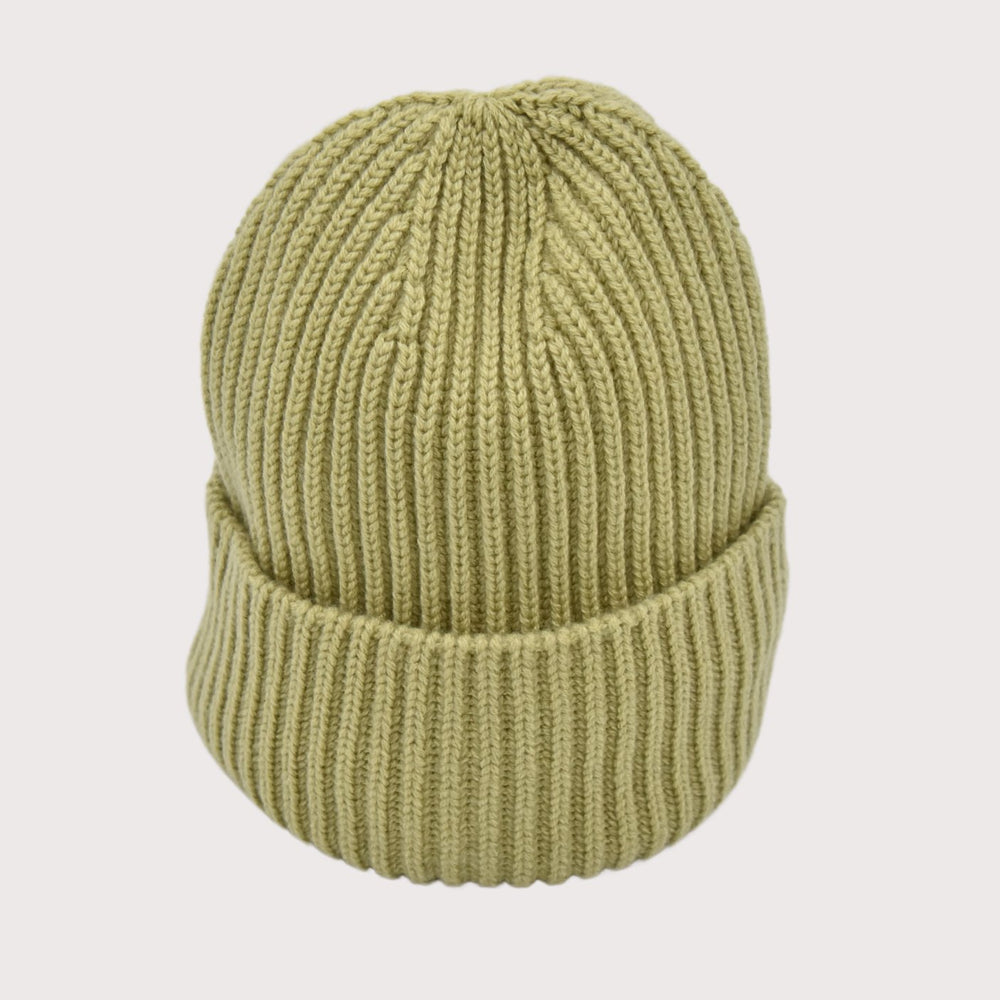 Cashimar Mütze BARI WS in Limettengrün aus 100 % Cashmere, weicher Rippenstrick für Damen und Herren