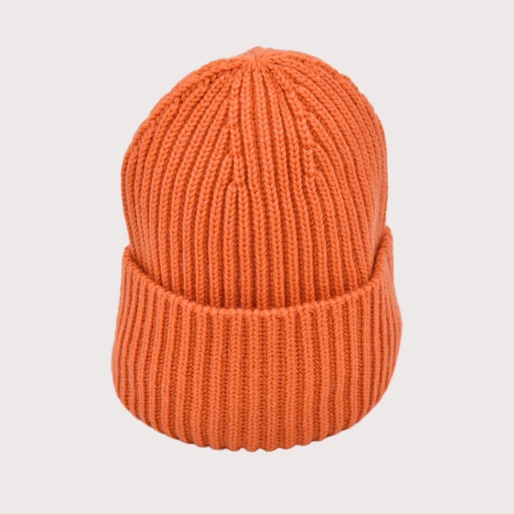 Cashimar Mütze BARI WS in Orange aus 100 % Cashmere, weicher Rippenstrick für Damen und Herren