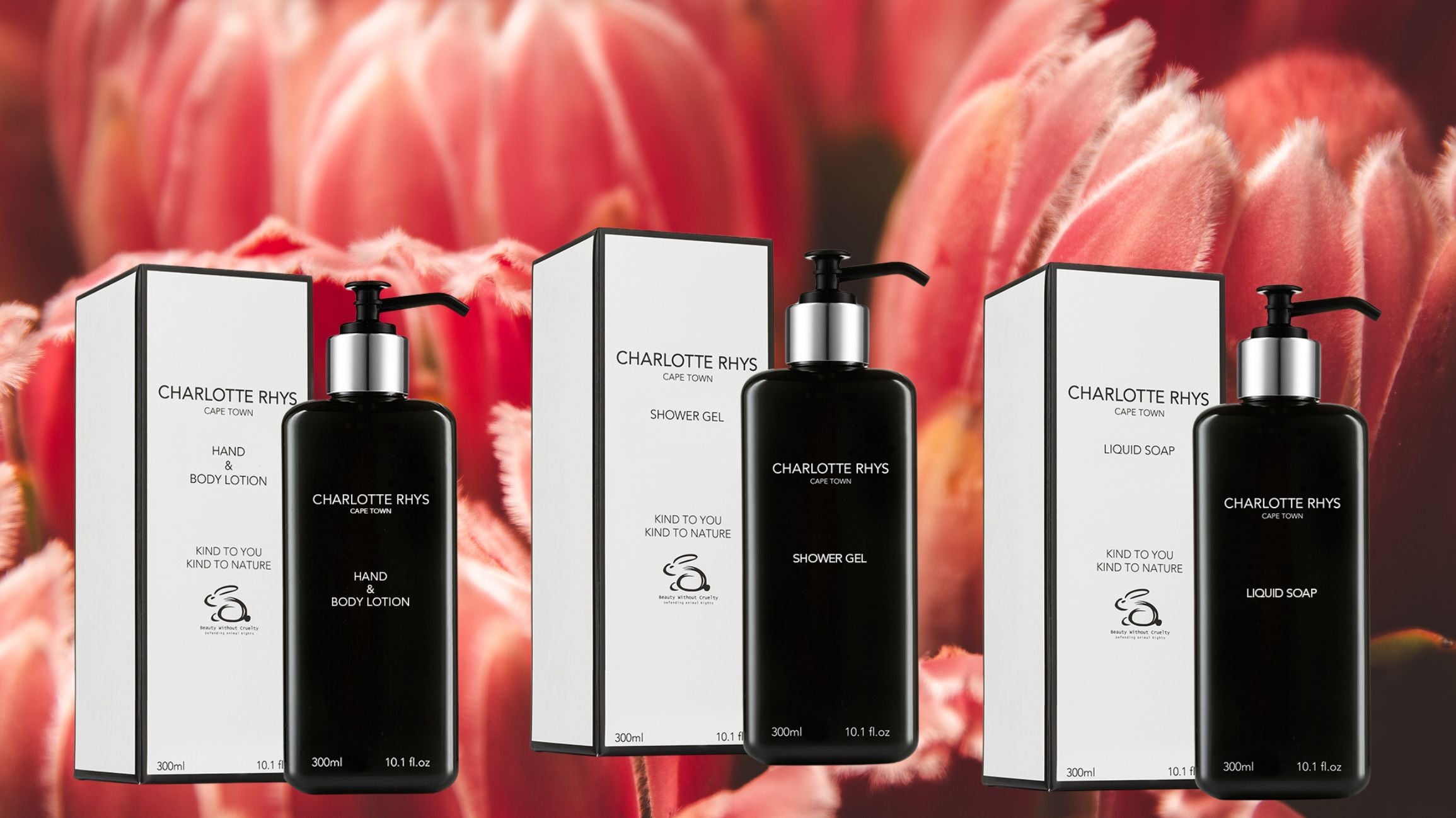 Charlotte Rhys Pflegeprodukte Hand & Body Lotion, Liquid Soap und Shower Gel - luxuriöse Körperpflege bei NoAna
