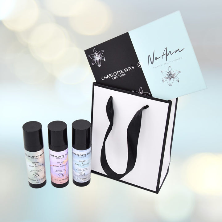 CHARLOTTE RHYS - CAPE TOWN - 3er Sets Mini 30ml - Täschchen weiss/schwarz - NoAna FASHION BEAUTY STYLING