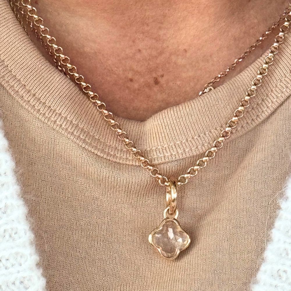 Chilango Anhänger "Lilly Flower - Out of Nature" klein - White Quartz - 925 Silber Yellow Gold Plated - NoAna FASHION BEAUTY STYLING
