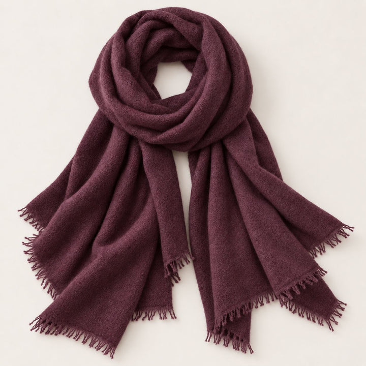 Cute Stuff Cashmere Schal Feli aus 100% Kaschmir in Dark Brown-Bordeaux mit feinen Fransen