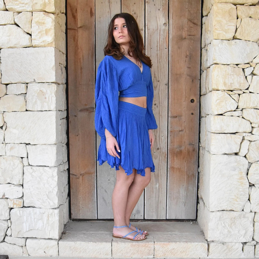 D’ARTEMIDE Luna Skirt in blue aus 100% Baumwolle, sommerlich kombiniert mit passendem Top