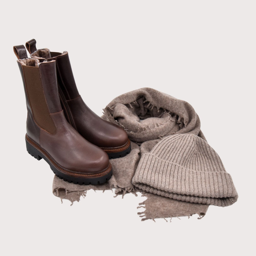 Dianetti Lammfell Chelsea Boots, Artikel-Nr. 1632 in Tudor deep brown