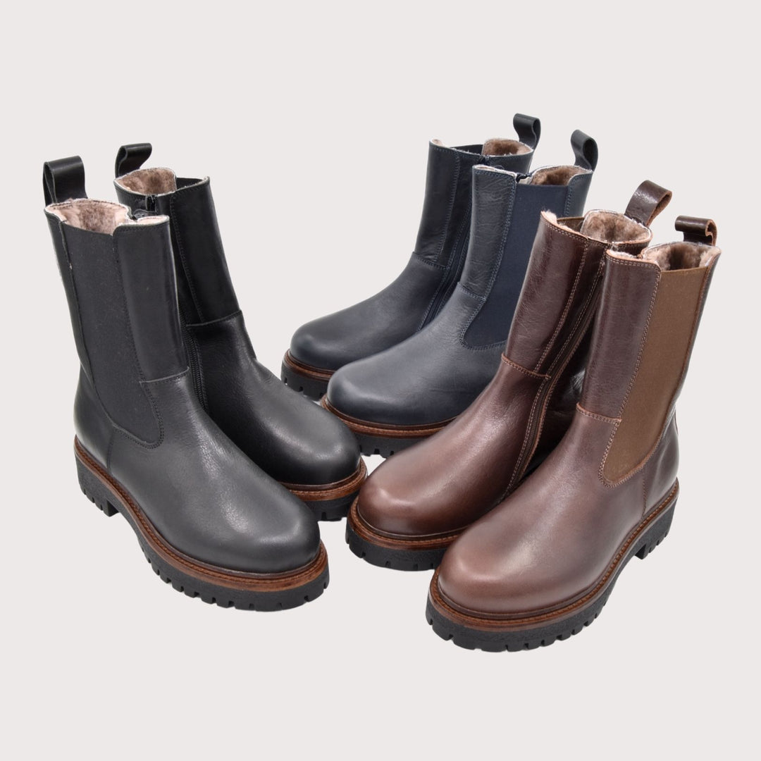 Dianetti Lammfell Chelsea Boots, Artikel-Nr. 1632 in Tudor deep brown