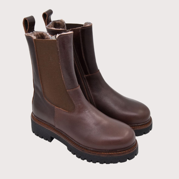 Dianetti Lammfell Chelsea Boots, Artikel-Nr. 1632 in Tudor deep brown