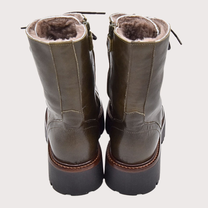 Dianetti Lammfell Schnürboots, Artikel-Nr. 1633 in Tudor Verde - NoAna FASHION BEAUTY STYLING