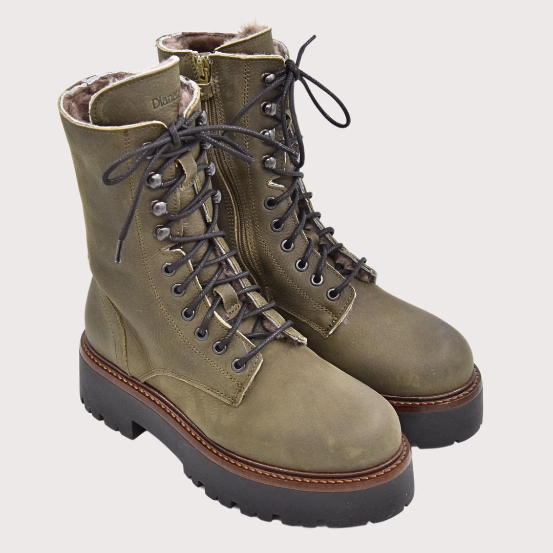 Dianetti Lammfell Schnürboots, Artikel-Nr. 1633 in Palma Muschio - NoAna FASHION BEAUTY STYLING