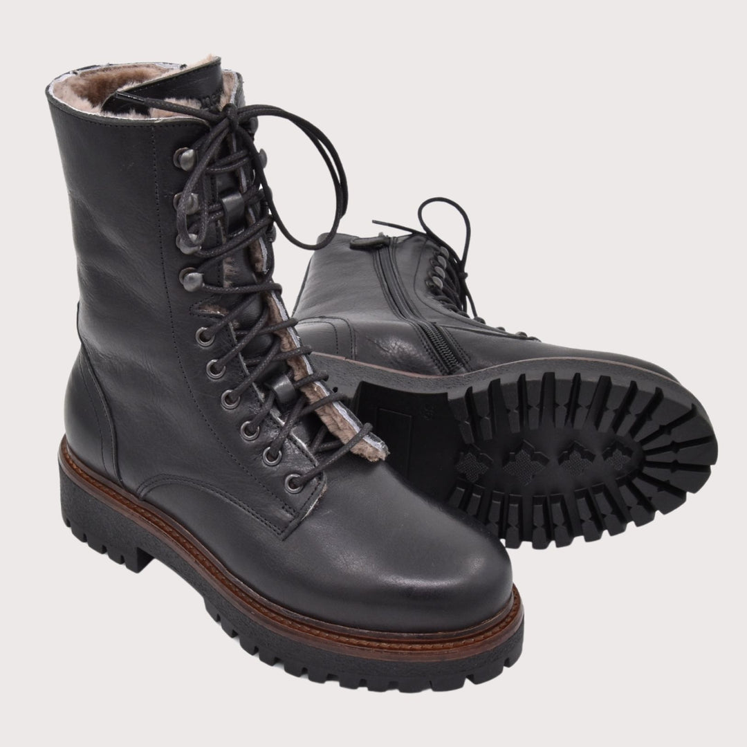 Dianetti Lammfell Schnürboots, Artikel-Nr. 1633 in Tudor nero