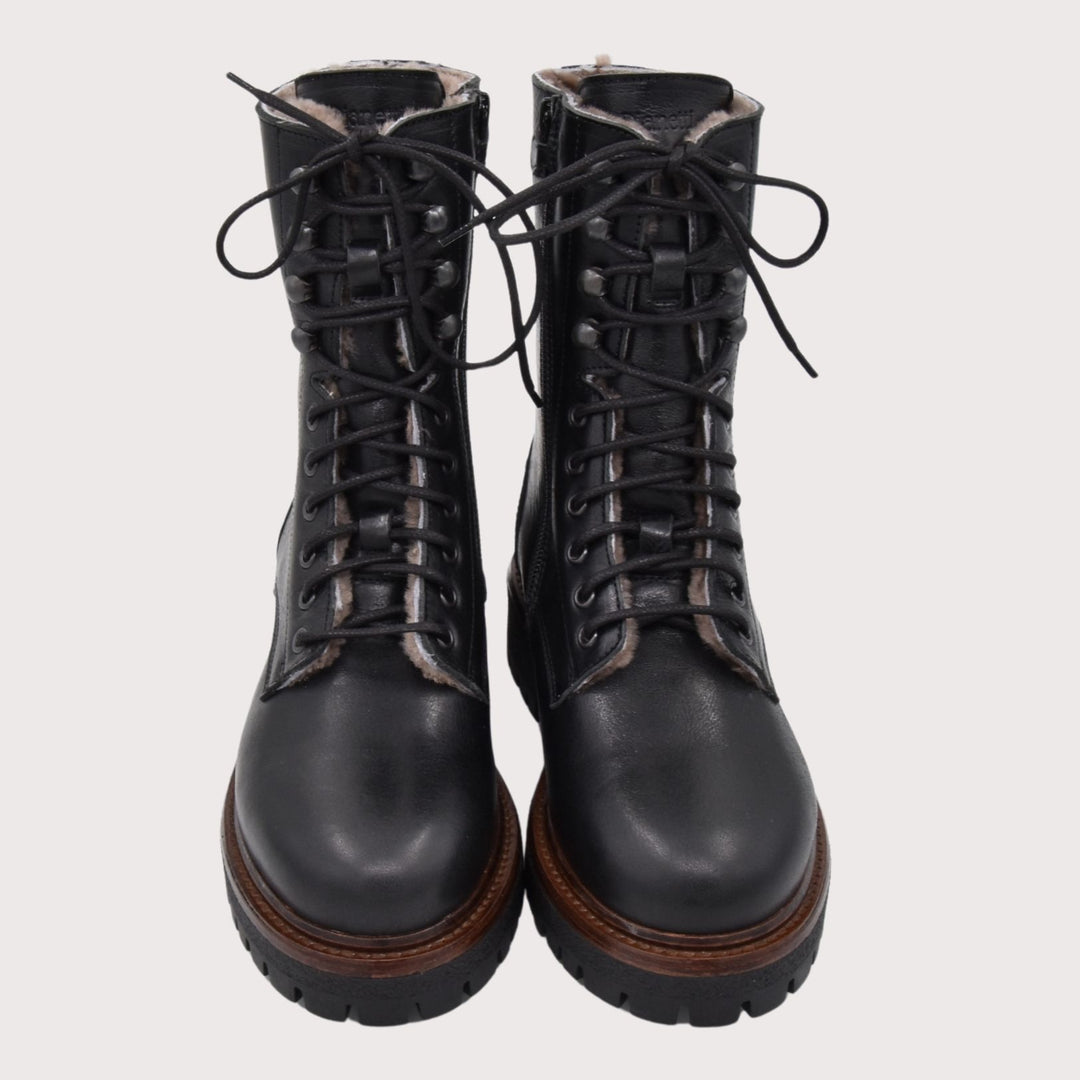 Dianetti Lammfell Schnürboots, Artikel-Nr. 1633 in Tudor nero