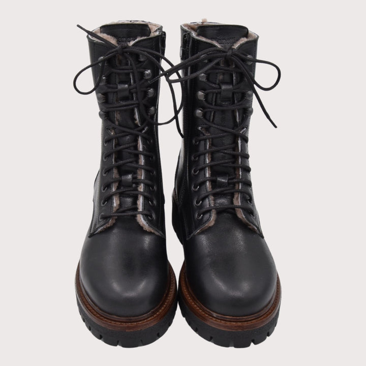 Dianetti Lammfell Schnürboots, Artikel-Nr. 1633 in Tudor nero