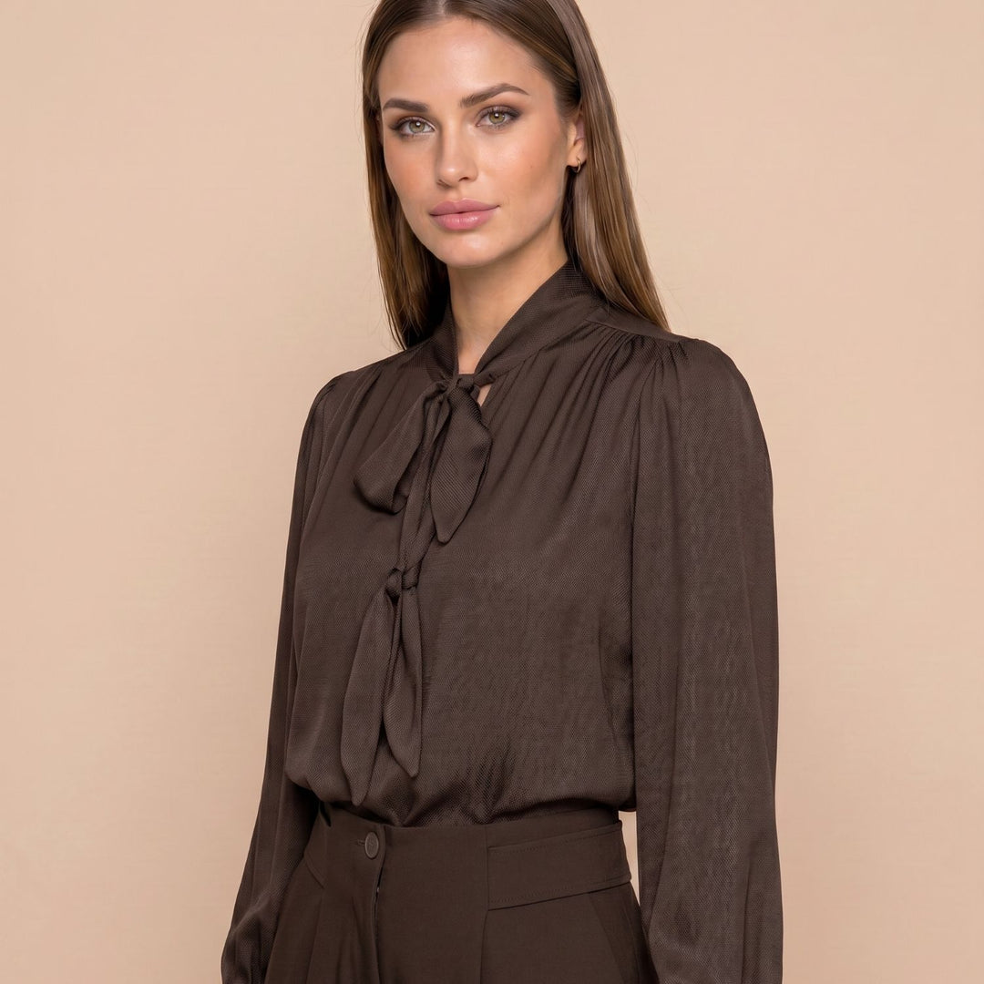 Due Amanti Bluse Bente Uni - Dark Brown
