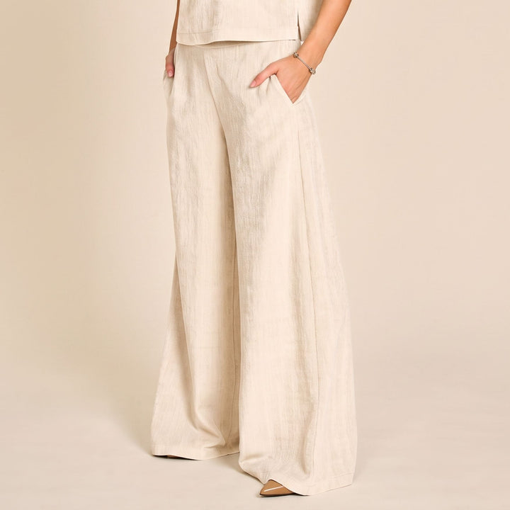 Due Amanti Patricia Hose in Cream – elegante Wide Leg Damenhose mit seitlichen Eingrifftaschen