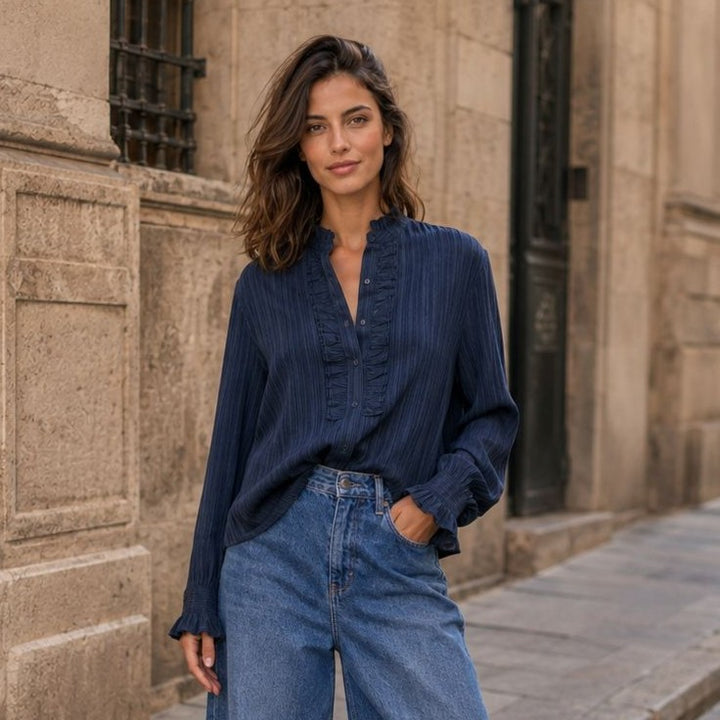 EMOTIONS Bluse Frill - navy