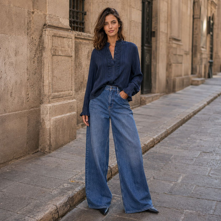 EMOTIONS Bluse Frill - navy