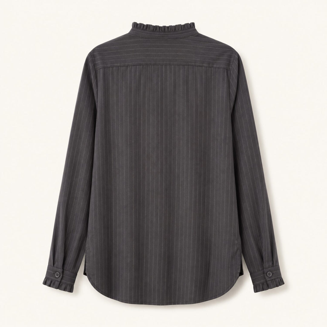 Emotions Bluse Frill Stripe in Choco Stripe Produkteaufnahme von hinten