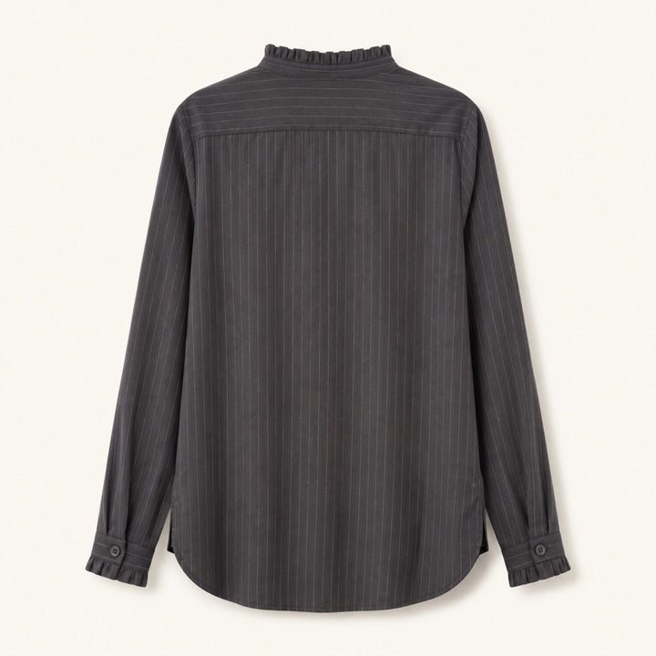 Emotions Bluse Frill Stripe in Choco Stripe Produkteaufnahme von hinten