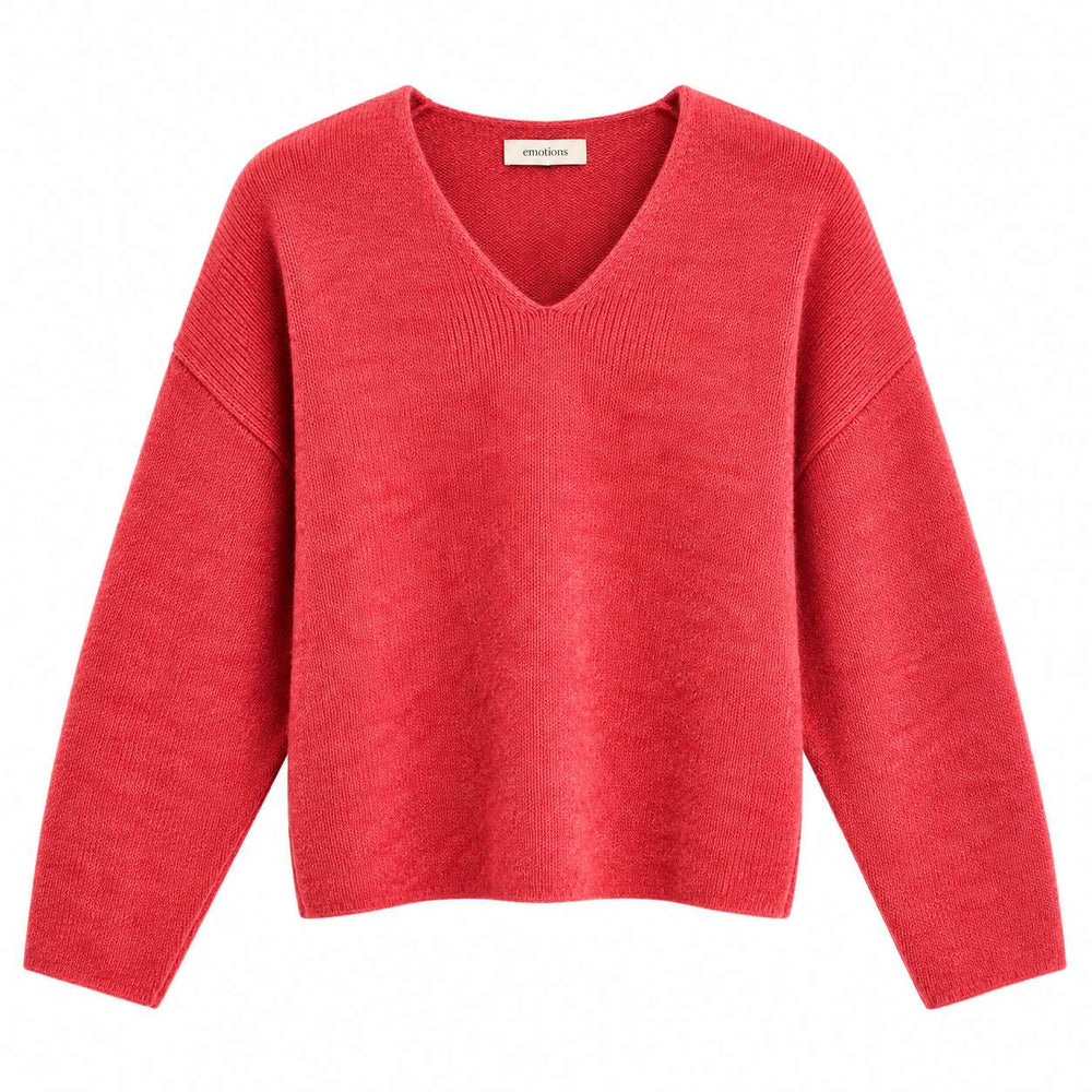 Emotions V-Pullover Chilli – roter Damen Strickpullover mit V-Ausschnitt - Produktefoto