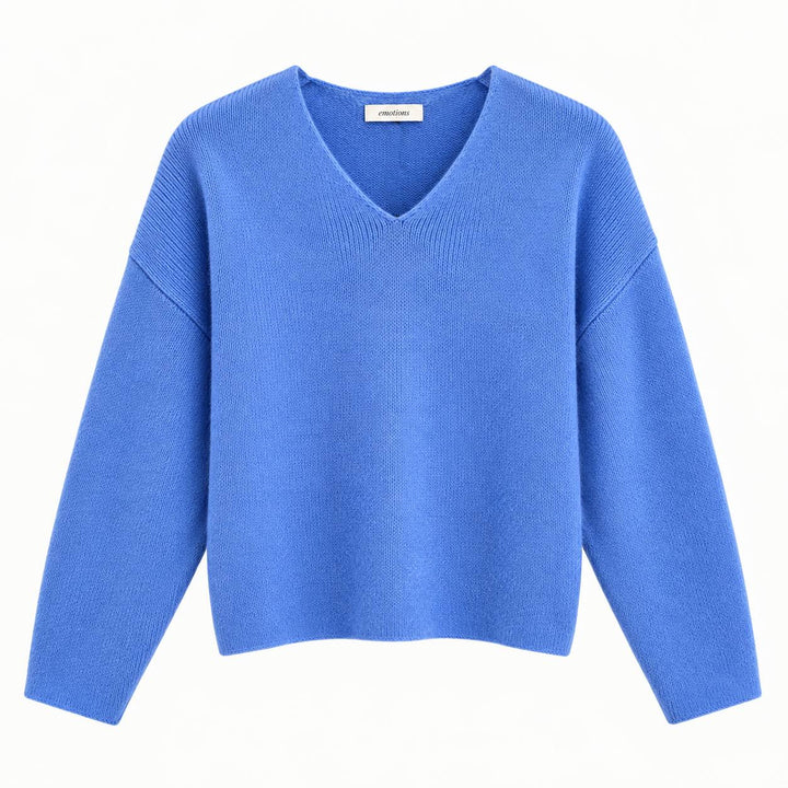 Emotions V-Pullover Ocean – blauer Damen Strickpullover mit V-Ausschnitt - Produktefoto