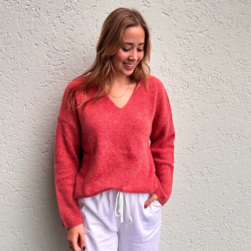 Emotions V-Pullover chili-rot