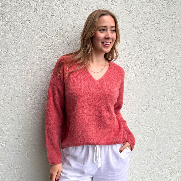 Emotions V-Pullover chili-rot
