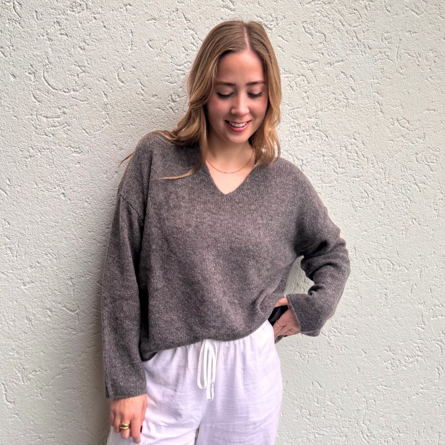 Emotions V-Pullover choco-braun