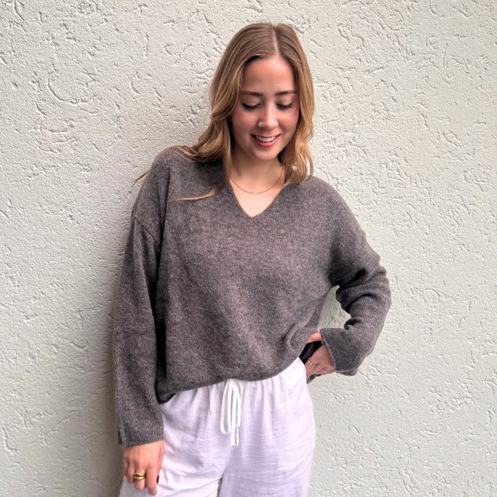 Emotions V-Pullover choco-braun