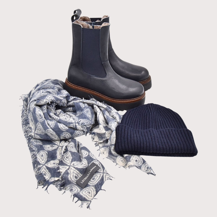Dianetti Lammfell Chelsea Boots, Artikel-Nr. 1632 in Tudor blu - NoAna FASHION BEAUTY STYLING
