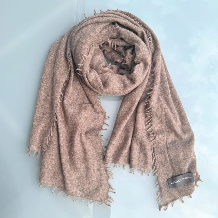 LEOMAX 100% Cashmere Schal brindle-taupe - 70 x 200cm