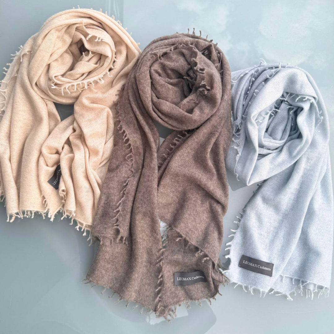 LEOMAX 100% Cashmere Schal brindle-taupe - 70 x 200cm