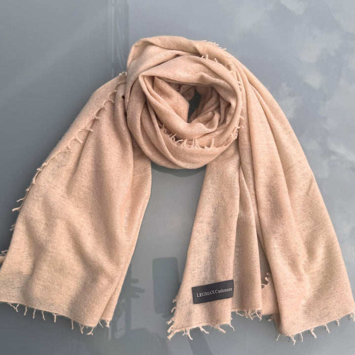 LEOMAX 100% Cashmere Schal oyster-hellbeige - 70 x 200cm