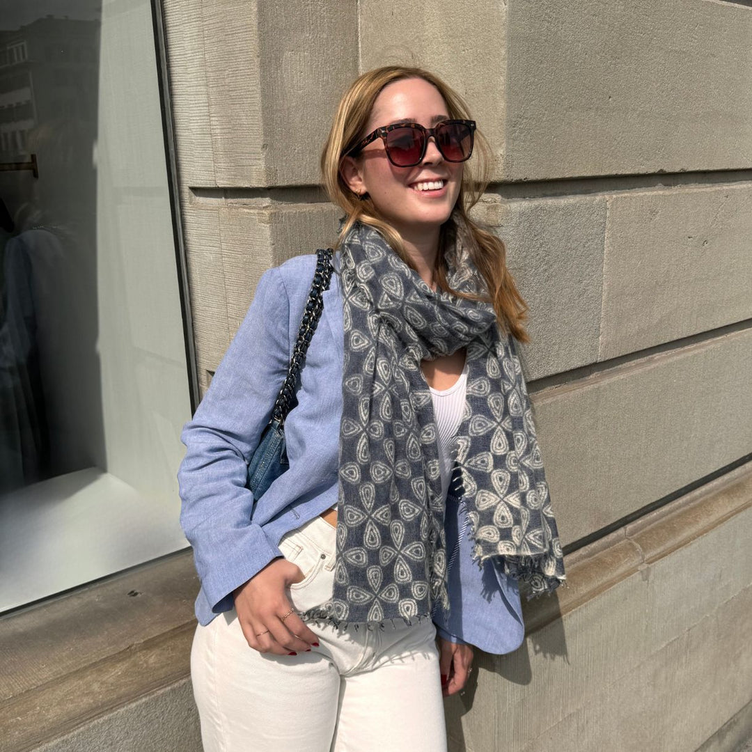 LEOMAX 100% Cashmere Schal "Bali" in Farbe porpoise (jeans) - 70 x 200cm - NoAna FASHION BEAUTY STYLING