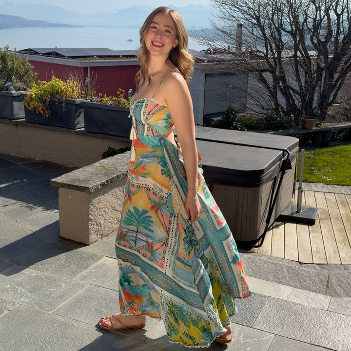 MISS JUNE Long Dress Britney - blue multi