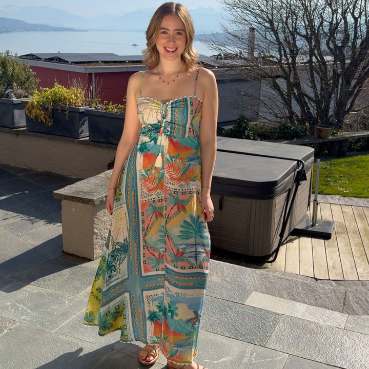 MISS JUNE Long Dress Britney - blue multi