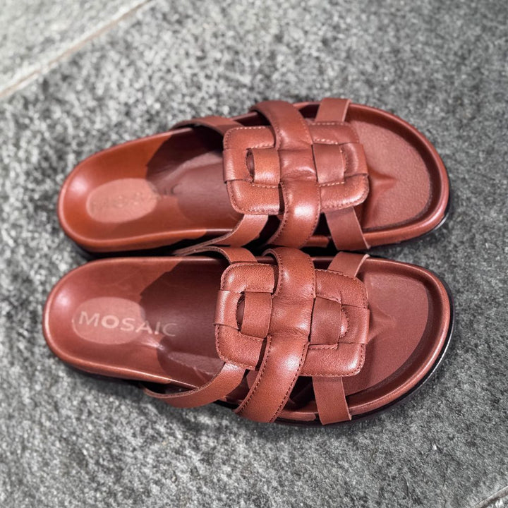 MOSAIC SANDALS "Pantoletten" Tobacco