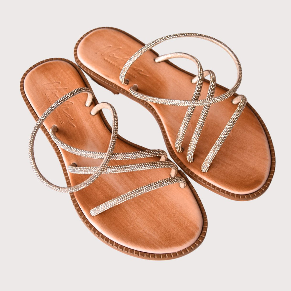 NoAna Greek Sandals Aktina gold aus Leder, elegante Riemensandalen in warmer Goldnuance