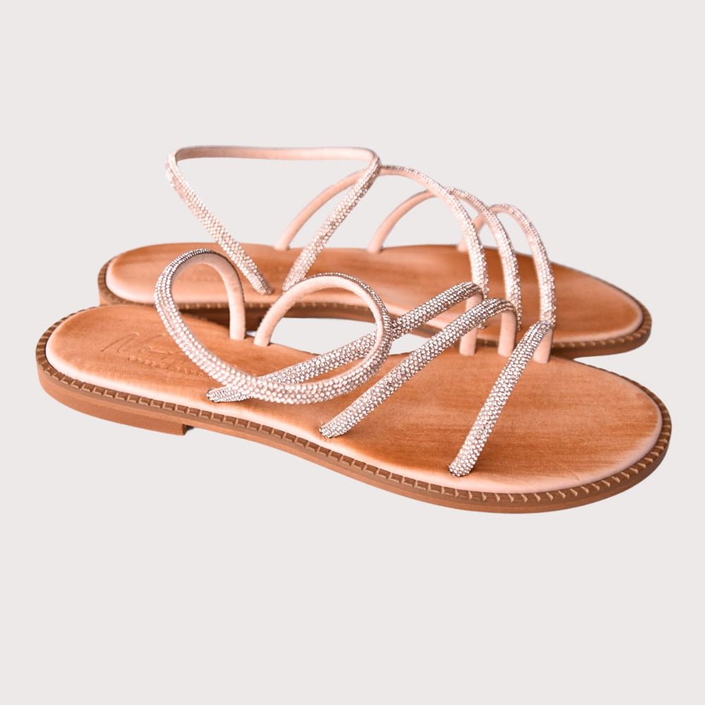 NoAna Greek Sandals Aktina roségold aus Leder, filigrane Riemensandalen in warmer Metallic-Nuance