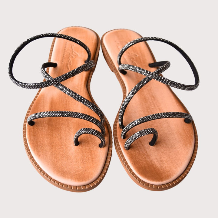 NoAna Greek Sandals Elisa in Schwarz aus Leder, Ansicht von oben