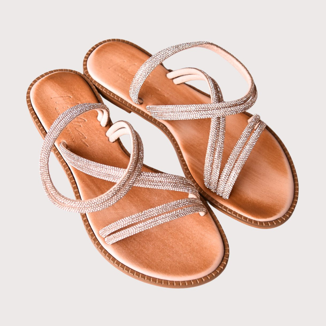 NoAna Greek Sandals Naomi in roségold aus Leder, Draufsicht auf das Paar