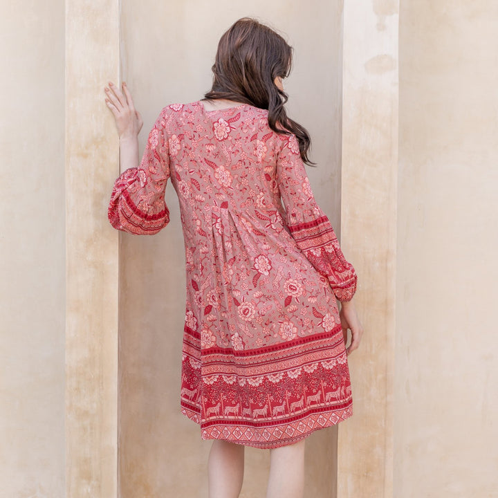 Salty Skin Great Barrier Reef Tunika red-multi aus Viscose, luftige Tunika in Rückenansicht