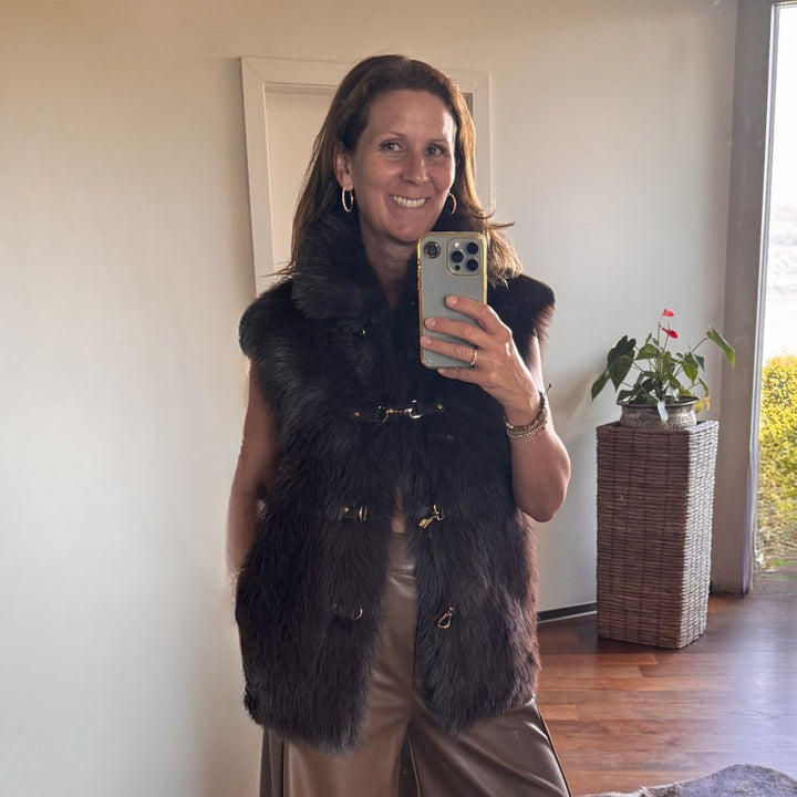 Urbancode London – Reversible Faux Fur Vest choc - brown